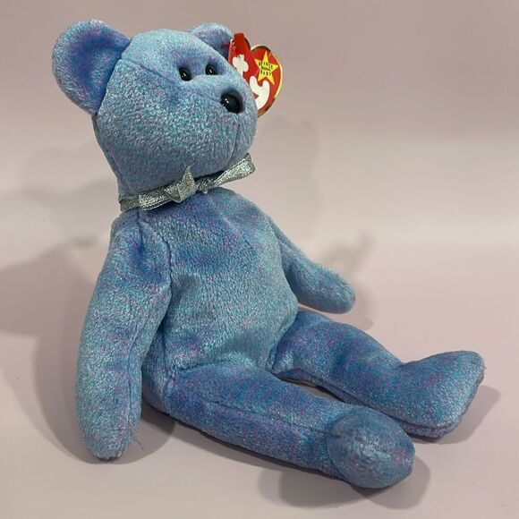 Vintage Ty Beanie Baby Clubby II the Bear Excellent Condition NWT Blue/Purple 9” - Picture 5 of 9